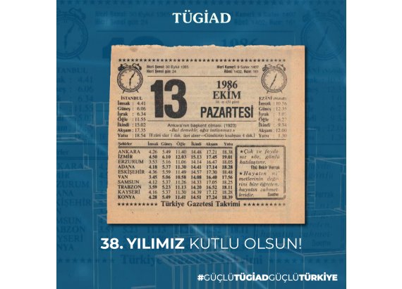 TÜGİAD 38. Yılımız Kutlu Olsun!