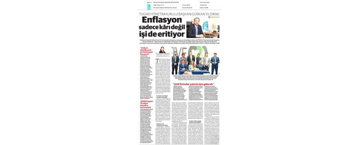 TÜGİAD Yönetim Kurulu Başkanı Gürkan Yıldırım’ın Dünya Gazetesi Röportajı