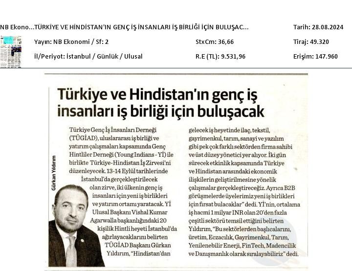 Türkiye ve Hindistan'ın genç iş insanları iş birliği için buluşacak